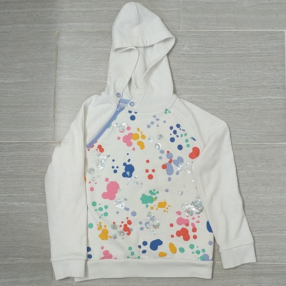Cat & Jack Splattered Half Zip White Sporty Hoodie Sz 7